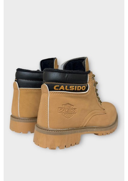 Unisex Kışlık Soğuk Geçirmez Kaydırmaz Taban Günlük Bağcıklı Bot Camel