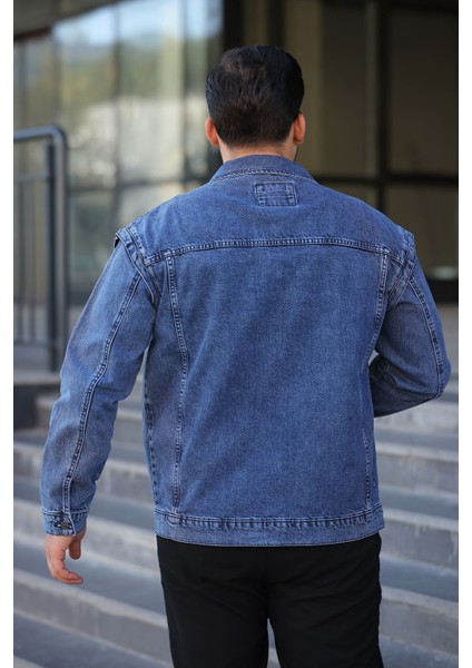 Erkek Regular Fit Retro Kare Cep Düğmeli Mavi Ceket fırsatları