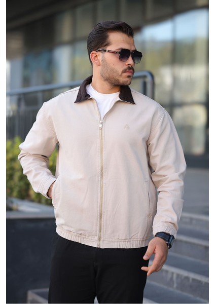 Erkek Relaxed Canvas Bej Ceket fiyatları