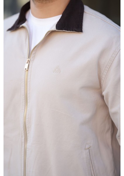 Erkek Relaxed Canvas Bej Ceket fırsatları