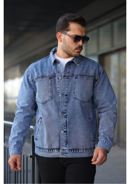 Erkek Regular Fit Düğmeli Vintage Kar Yıkama Mavi Ceket fiyatları
