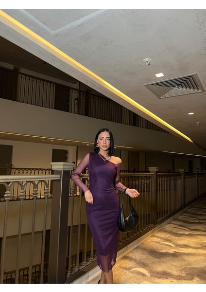 Omzu Açık Tasarım Tül Elbise Düğün Nişan Mezuniyet Elbisesi