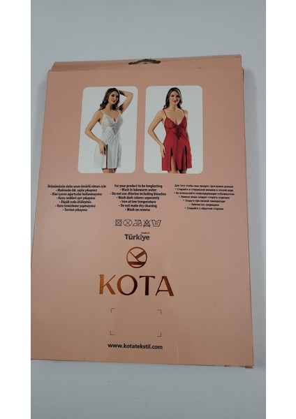 6214 Kadın Dantel Detaylı Çift Yırtmaçlı Kısa Gecelik Takım – Kırmızı & Siyah | V Yaka, Askılı fiyatları