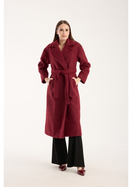 Bordo Buklet Kaşe Oversize Kaban indirimleri