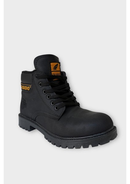 Unisex Kışlık Soğuk Geçirmez Kaydırmaz Taban Günlük Bağcıklı Bot Siyah - Füme fiyatları