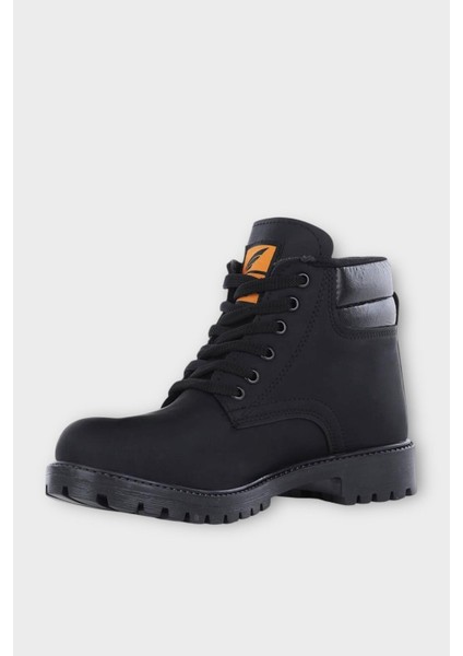 Unisex Kışlık Soğuk Geçirmez Kaydırmaz Taban Günlük Bağcıklı Bot Siyah - Füme fırsatları