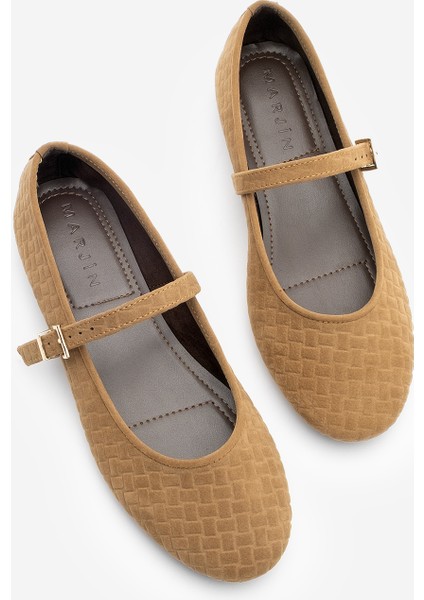 Kadın Desenli Bantlı Günlük Babet Afira Taba Süet