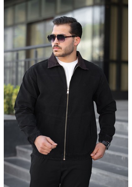 Erkek Relaxed Canvas Siyah Ceket fiyatları