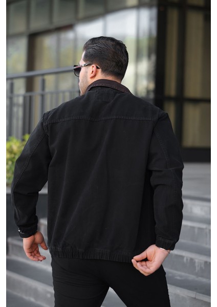 Erkek Relaxed Canvas Siyah Ceket fırsatları