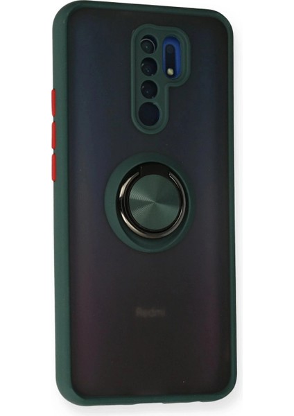 Xiaomi Redmi 9 Kılıf Montreal Yüzüklü Silikon Kapak - Yeşil fiyatları