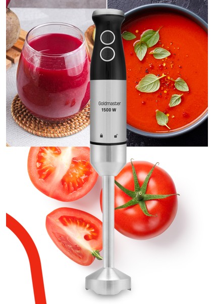 Güçlü 1500W Çelik Çubuk Blender Seti, Paslanmaz Hazne, 4 Bıçak, Siyah Renk indirimleri