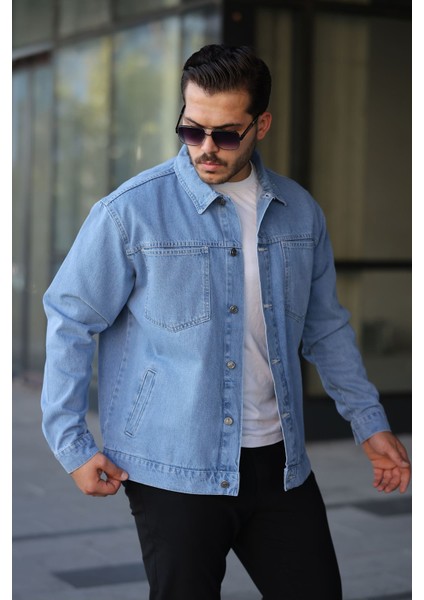 Erkek Regular Fit Düğmeli Vintage Açık Mavi Kot Ceket fiyatları
