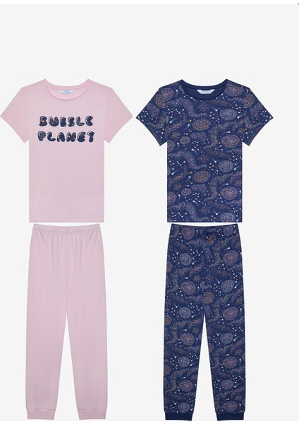 Kız Çocuk Bubble Pamuklu 2li Çok Renkli Pijama Takımı