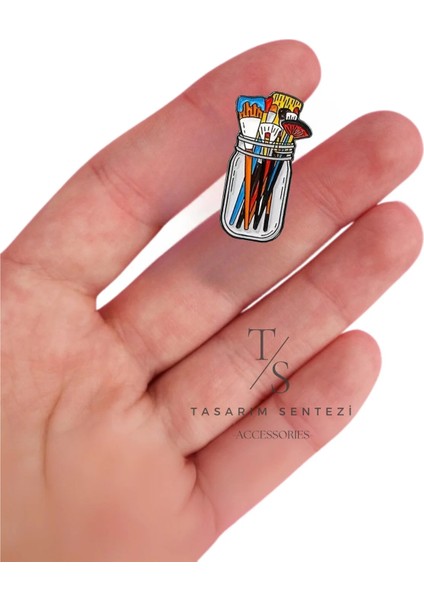 Rozet Metal Broş Sulu Boya Fırça Seti Kavanoz Resim Palet Ressam Çanta Kıyafet Şapka Takı Aksesuar fırsatları