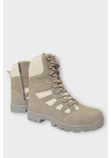 Fermuarlı Bağcıklı Erkek Uzun Bot Krem modelleri