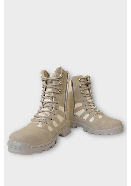 Fermuarlı Bağcıklı Erkek Uzun Bot Krem fırsatları