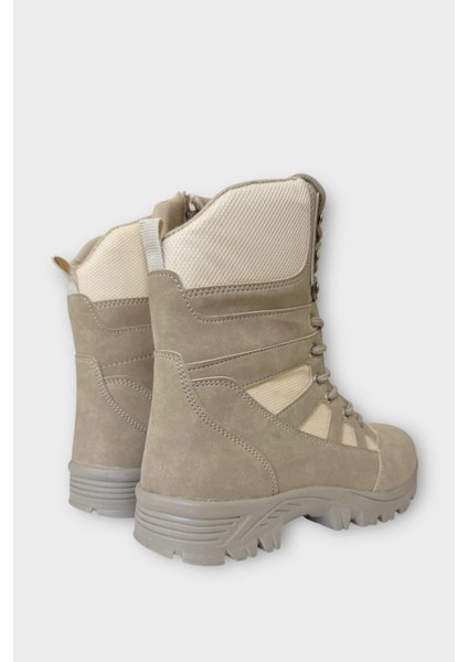 Fermuarlı Bağcıklı Erkek Uzun Bot Krem indirimleri