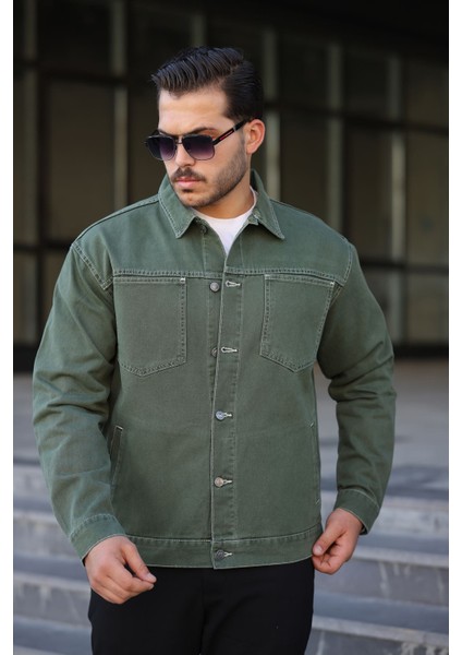 Erkek Regular Fit Düğmeli Vintage Haki Kot Ceket fiyatları