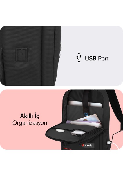 MCC-006 15.6" Office USB Girişli Notebook Sırt Çantası Siyah modelleri