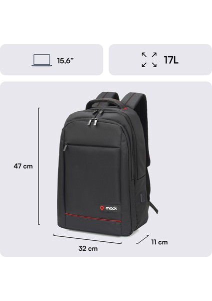 MCC-006 15.6" Office USB Girişli Notebook Sırt Çantası Siyah