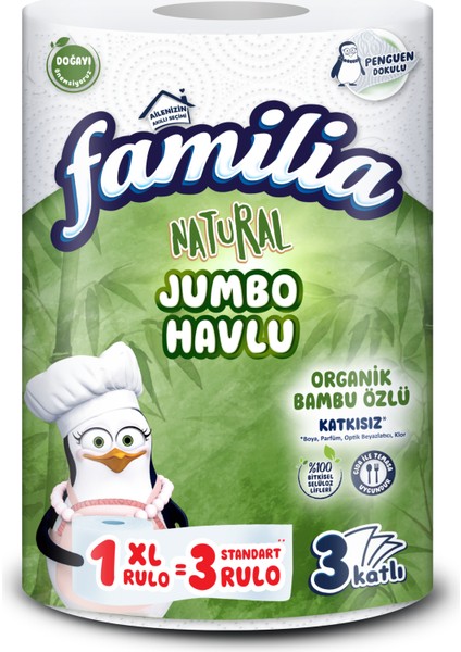 Natural Jumbo Havlu 1 Xl=3 Rulo