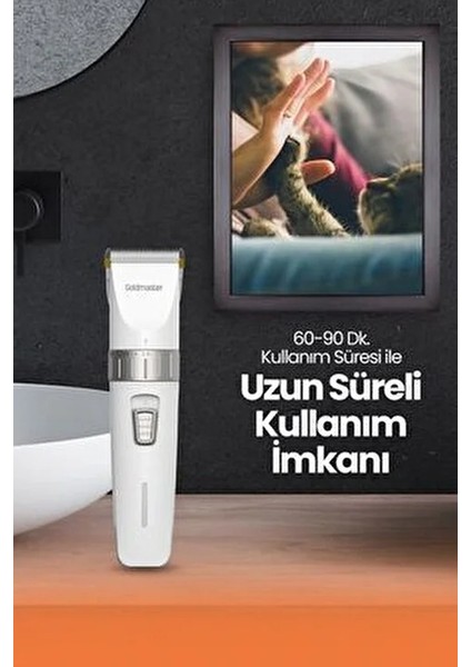 Gm 9125 Tırmık Evcil Hayvan Tıraş Seti 10 Fonksiyonlu Kablolu Kablosuz Kullanım 4 Adet Tarak