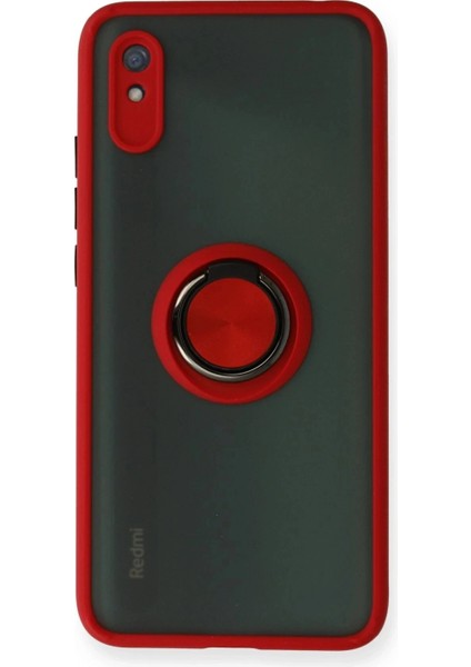 Xiaomi Redmi 9A Kılıf Montreal Yüzüklü Silikon Kapak - Kırmızı