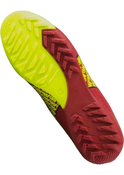 Çoraplı Bilekli Boğazlı Krampon Futbol Ayakkabısı Kırmızı - Sarı