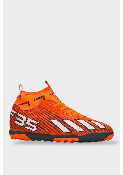 Çoraplı Halı Saha Futbol Ayakkabısı Turuncu-Beyaz