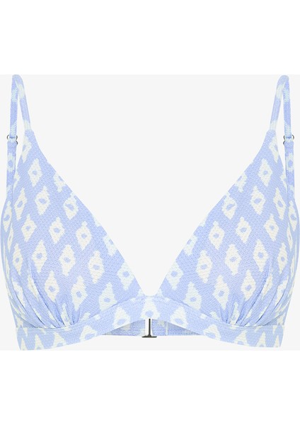 Geometrik Desenli Parlak Üçgen Bikini Üstü