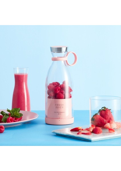 Pembe Taşınabilir El Blenderi Meyve Sıkacağı ve Smoothie Karıştırıcı 350 ml