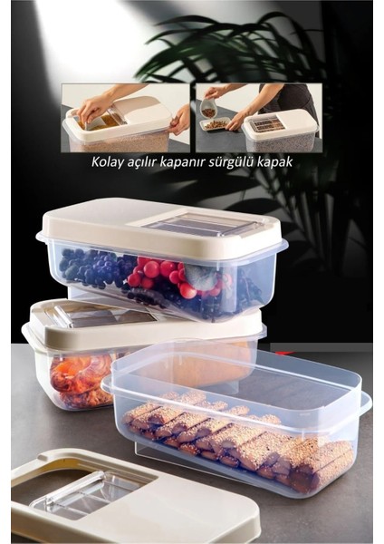Sürgülü Kapaklı 7.5 Lt Erzak Bakliyat Un Şeker Saklama Kabı modelleri