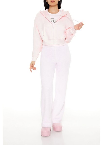 French Terry Crop Kapüşonlu Sweatshirt fırsatları