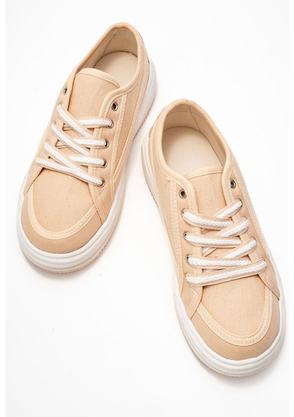 Keten Kadın Spor Ayakkabı Bej Beyaz indirimleri