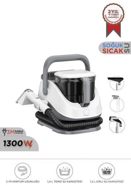 Gri Buharlı Temizlik Makinesi ile Koltuk ve Halı Yıkama, Leke Çıkarma Özelliği