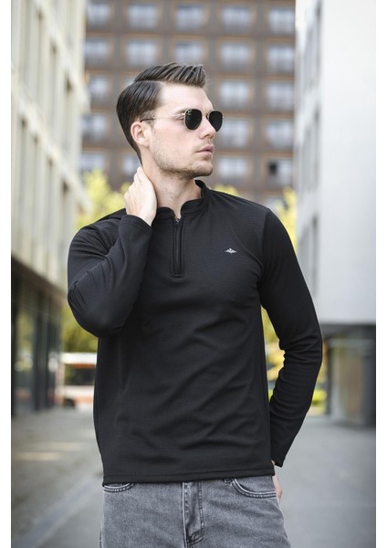 Jakbo Fermuarlı Hakim Yaka Petek Desen Erkek Uzulkol Tshirt Sweat fiyatları