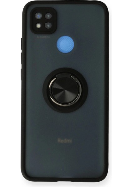Xiaomi Redmi 9c Kılıf Montreal Yüzüklü Silikon Kapak - Siyah