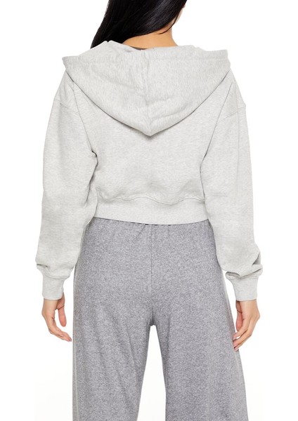 French Terry Crop Kapüşonlu Sweatshirt modelleri