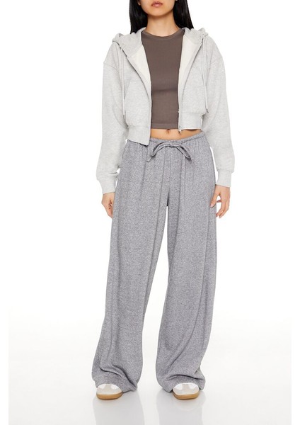 French Terry Crop Kapüşonlu Sweatshirt fırsatları