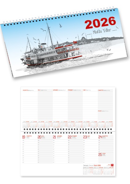 2026 Haftalık Orta Boy Masa Sümeni 31 x 14,5 cm