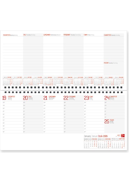 2026 Haftalık Orta Boy Masa Sümeni 31 x 14,5 cm modelleri