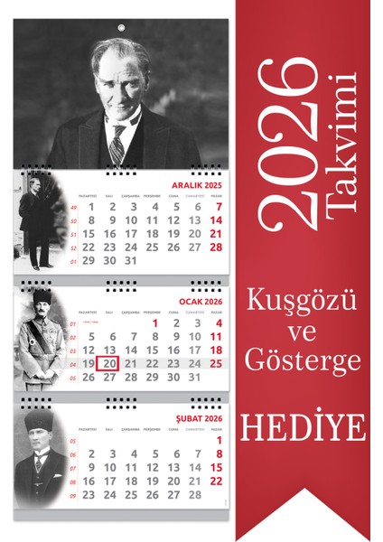 2026 Atatürk Gemici Denizci Duvar Takvimi 33 x 77,5 cm