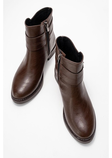 Kadın Kaydırmaz Kemerli Bot Kahve Cilt indirimleri