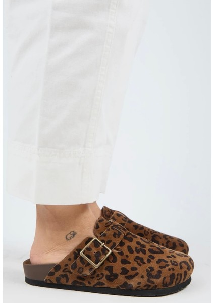 Leopar Desenli Kışlık Terlik