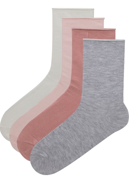 4 Çift Pamuklu Rahat Lastik Soket Çorap