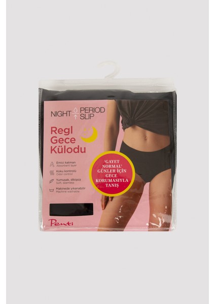 Siyah Yüksek Bel Regl Gece Külodu