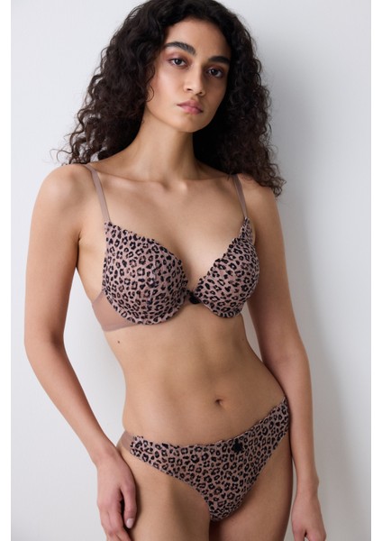 Leopard Intense Extra Push Up Kahverengi Sütyen