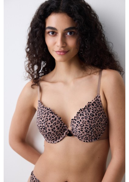 Leopard Intense Extra Push Up Kahverengi Sütyen