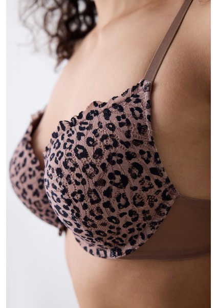 Leopard Intense Extra Push Up Kahverengi Sütyen