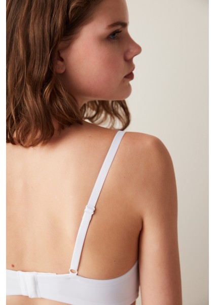 #hiççamaşırı Beyaz Balensiz Decollette Push Up Sütyen